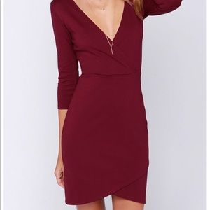 Lulus new maroon red wrap style dress size M